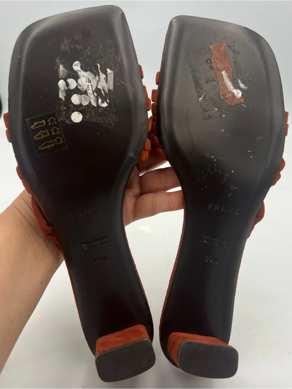 FRAME Le Tonga Suede Mules Sandal Strappy Rust Brown Slip On EU39.5 US9 $378 NEW